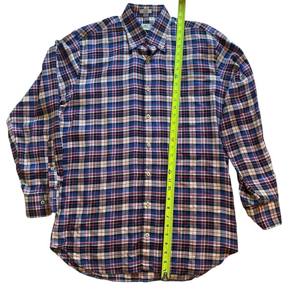 Peter Millar Shirt Mens M Blue Red Checks Flannel Button Down Long Sleeve Cotton - Picture 4 of 6